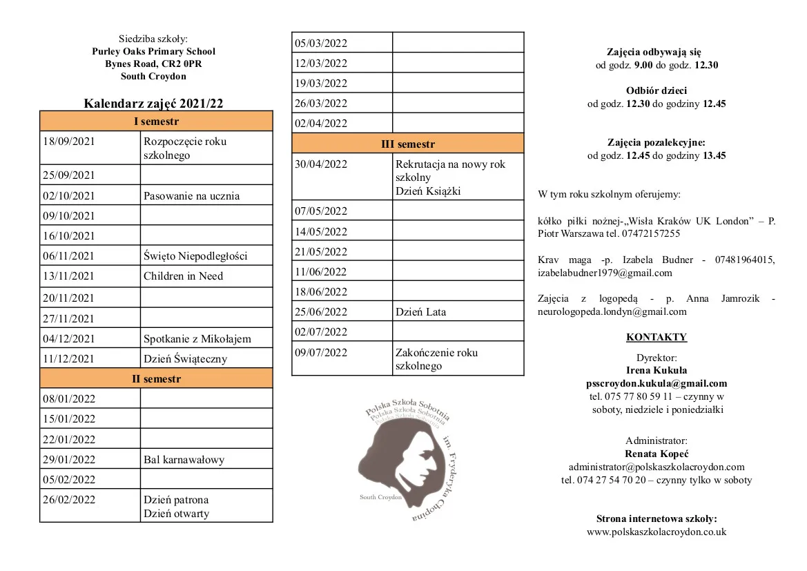 Archive photo — Information for Parents – 18/09/2021 – Start of the Year!!!