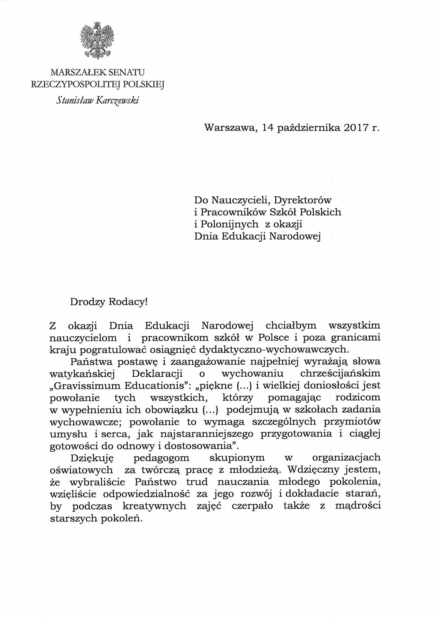 List od Marszałka Senatu — zdjęcie 2