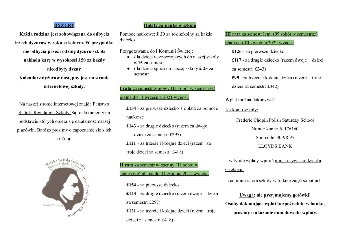 Information for Parents – 18 September 2021 – start of the school year — photo 2