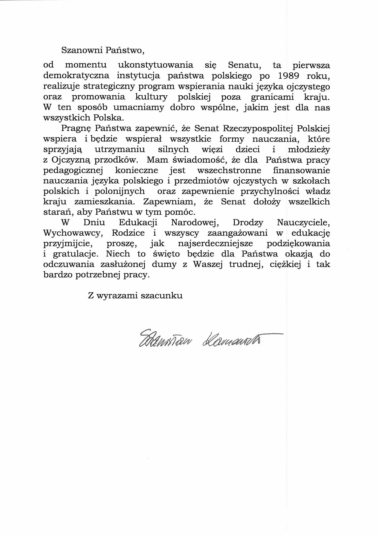 List od Marszałka Senatu — zdjęcie 3